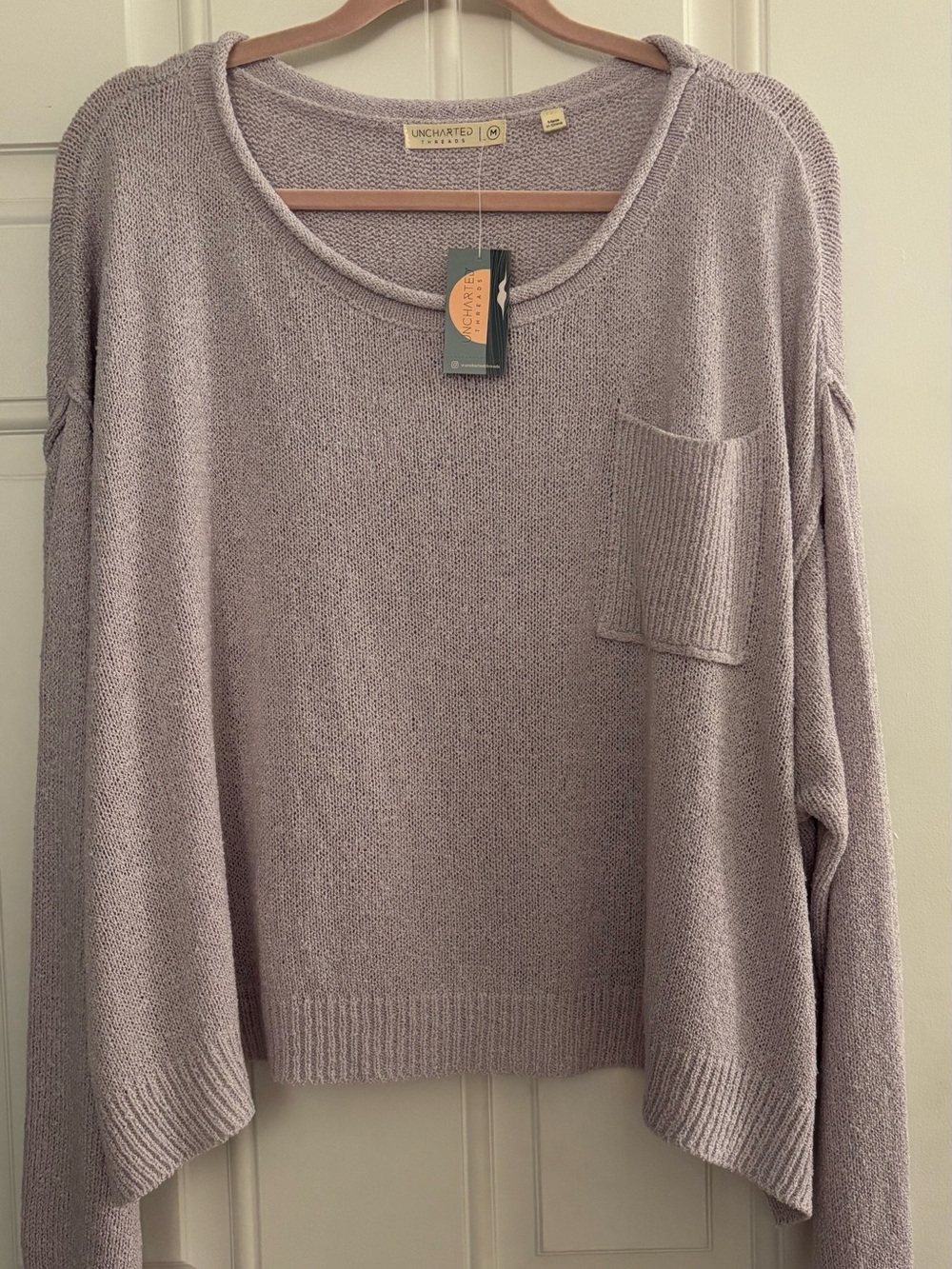 NWT Uncharted Threads Lavender Scoop-Neck Pocket Sweater M